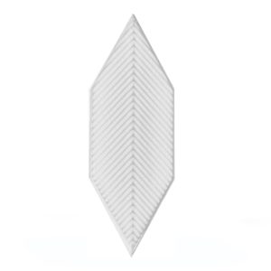 05X15 Cm Çizgili Yaprak Desen Beyaz Çini Seramik Karo