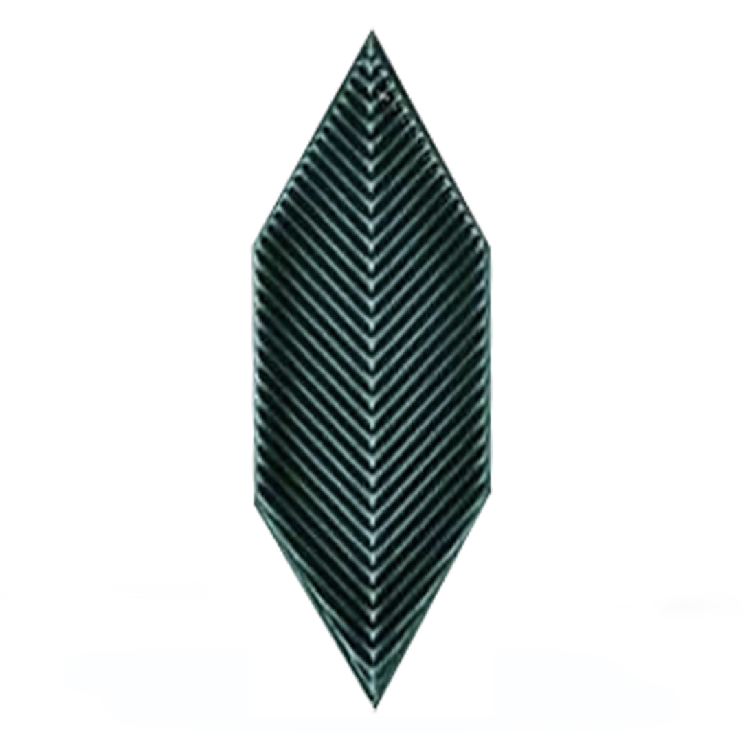 05X15 Cm Çizgili Yaprak Desen Yeşil Çini