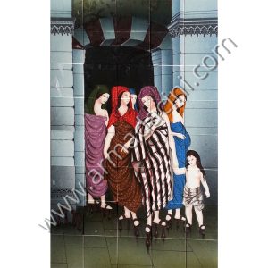 100*160 Osmanlı Gelin Hamam Çıkışı El Yapımı Çini Pano