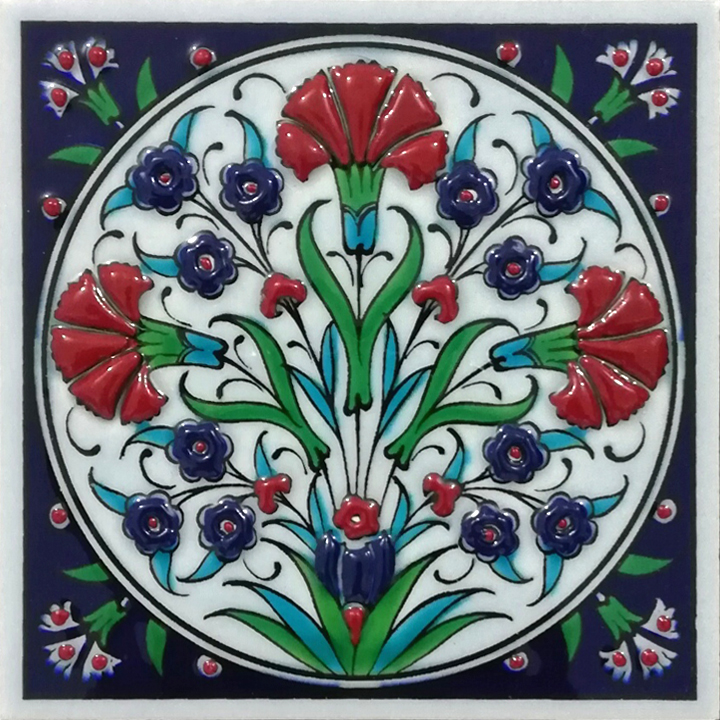 10x10 Kutahya Cinisi Sumbul Lale Desenli El Dekoru 05