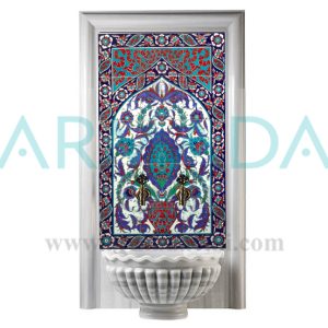 60x100 626 Göbekli Kurna Arkası Çini Türk Hamamı