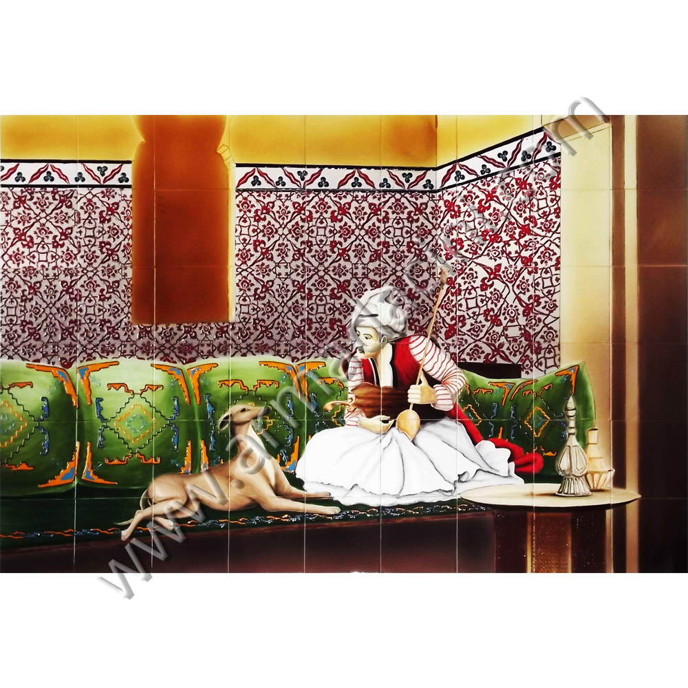 180*120 Osmanlı Nargileci Bektaşi Çini Pano