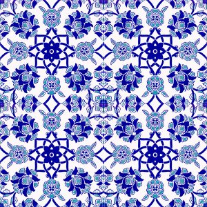 20x20 Cm Ac 10 Selçuk Mavi Çiçek Çini Karo