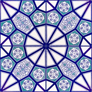 20x20 Cm AC 3 A Geometrik Mavi Beyaz Çini