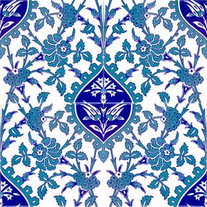 20x20 Cm Ac 42 Mavi Beyaz Çiçek İznik Çini