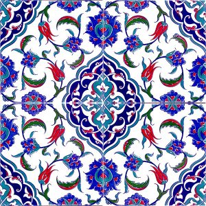 20x20 Cm Ac 44 Osmanlı İznik Desen Çini