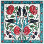 20x20 Cm ED 306 Lale Karanfil Eldekoru Çini Pano