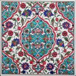 20x20 Cm ED 307 Turkuaz İznik Eldekoru Çini Karo