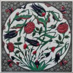 20x20 Cm ED 311 Oval Lale Karanfil Eldekoru Çini Pano