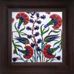 20x20 Cm ED 315  Lale Sümbül Karanfil Kütahya Çini Pano