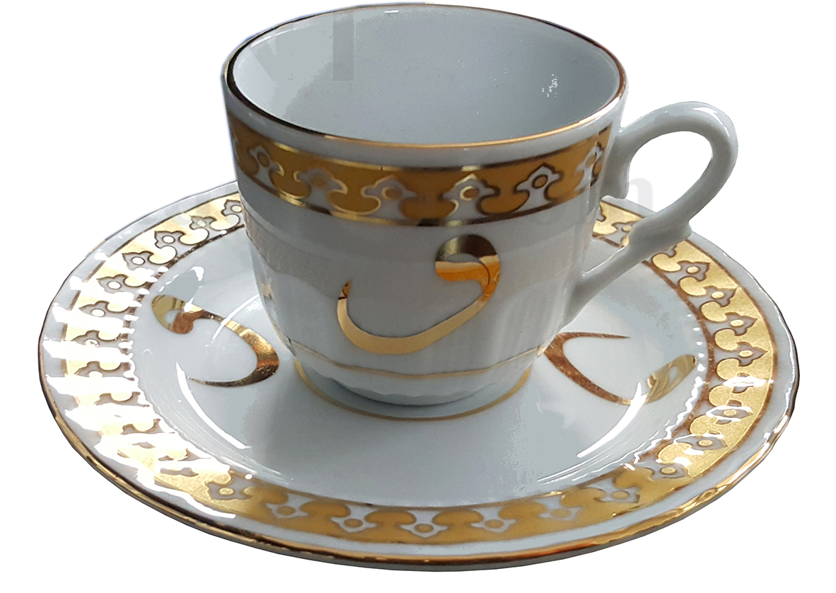 2 li Fincan Takımı Vav Desenli Yaldızlı