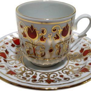 Armada çini Ar 680 Kırmızı Lale Altın Yaldızlı 6 lı Fincan Takımı