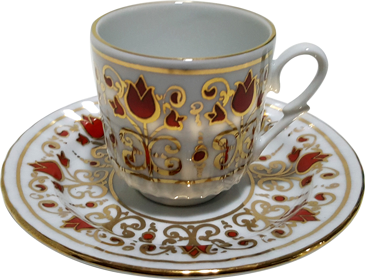 Armada çini Ar 680 Kırmızı Lale Altın Yaldızlı 6 lı Fincan Takımı
