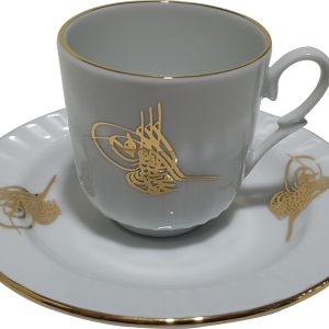 Armada çini Ar 686 Osmanlı Tuğralı Altın Yaldızlı 6 lı Fincan Takımı