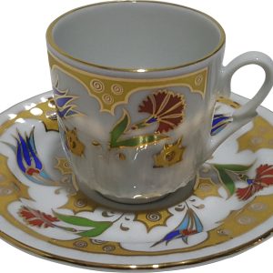 Armada çini Ar 688 Kırmızı Karanfil laleli Altın Yaldızlı 6 lı Fincan Takımı