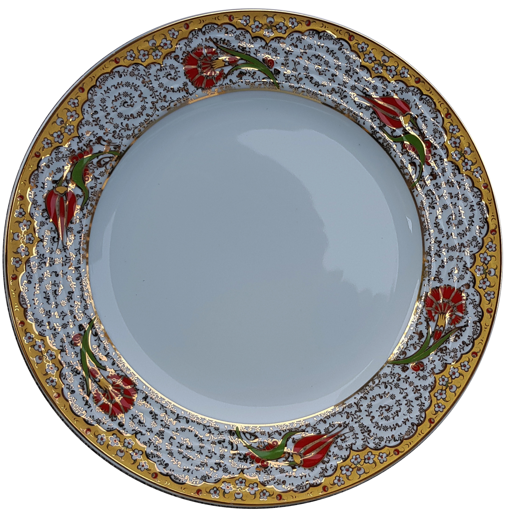 Kaligrafi Tabağı Porselen Çini PRT 53 Sarı Lale Desenli