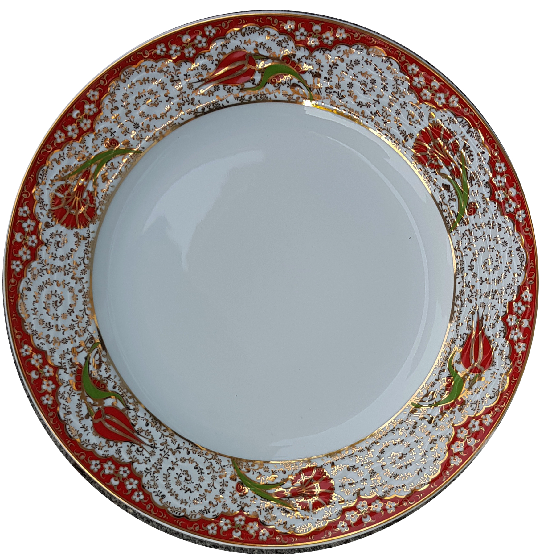 Kaligrafi Tabağı Porselen Çini PRT 54 Mavi Yaldız Desenli