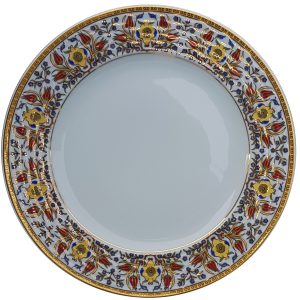 Kaligrafi Porselen Çini Tabak PRT 61 Sarı Çiçek Desenli