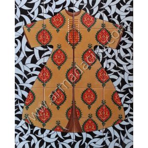 80*100 Osmanlı Hanedan Kaftanları Sarı Çini Pano