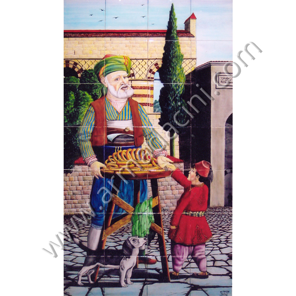 80*140 Simitçi Dede El Dekoru Çini Pano Örneği