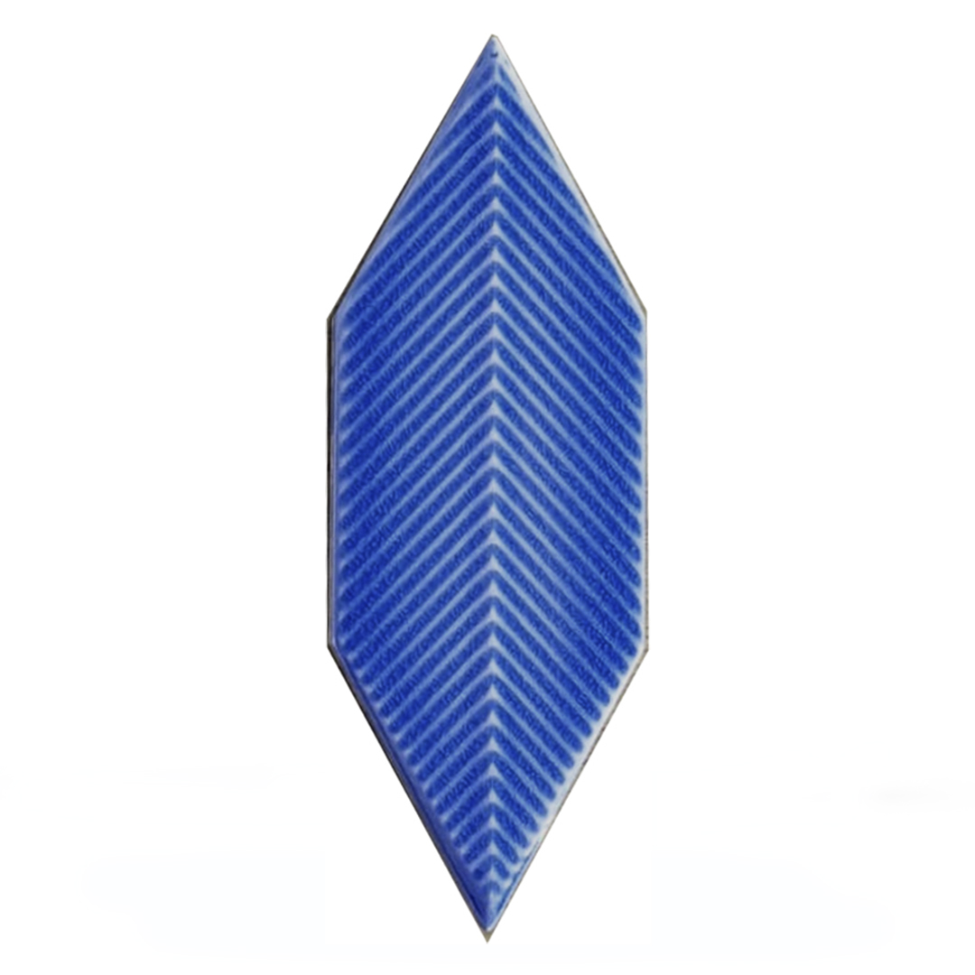 05X15 Cm Çizgili Yaprak Desen Kobalt Çini