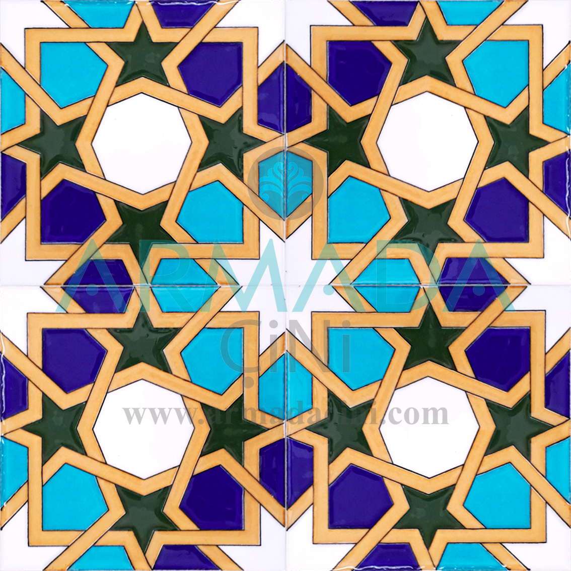 20x20 cm SP 99 Geometrik Tunus desen çini