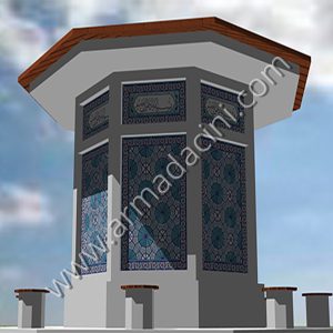 Geometrik Cini Desenli Besmele Yazılı Cami Şadırvanı