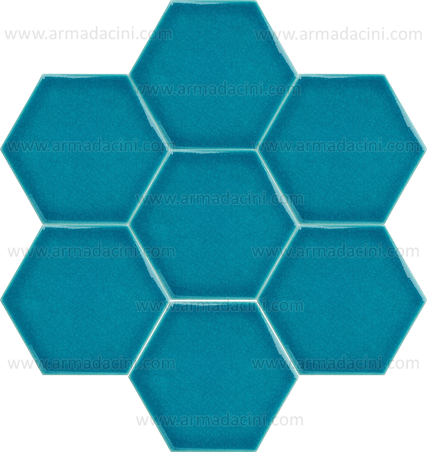 Turkuaz Altıgen Çini El Dekoru Türk Hamamı - Görsel 3