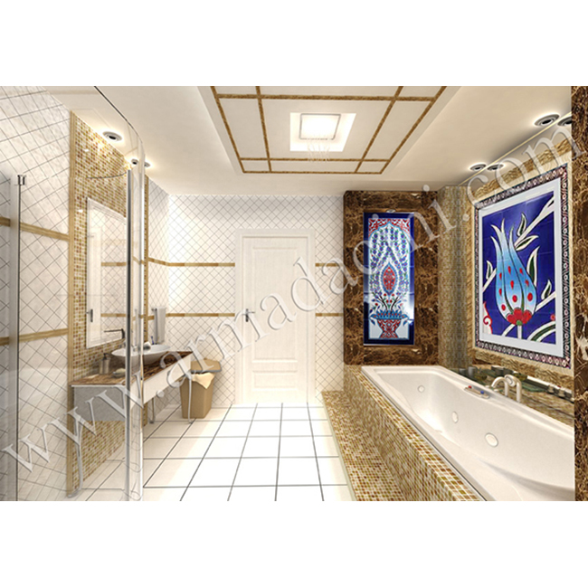 Saray Banyo Dekorasyonu El Dekoru İznik Çini Çalışması