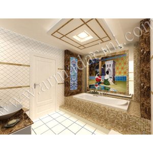 Banyo Dekorasyonu El Dekoru Çini Çalışması
