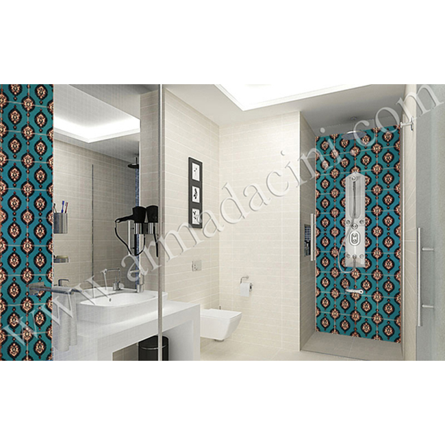 Yurt Banyo Tasarımı SP-43-B Çini Karo Mavi Hanedan