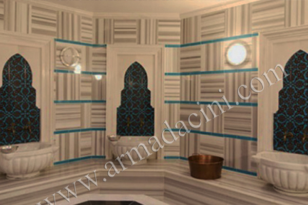 SP-83 Turkuaz Kahve çinili Türk Hamamı Ornegi - Görsel 3