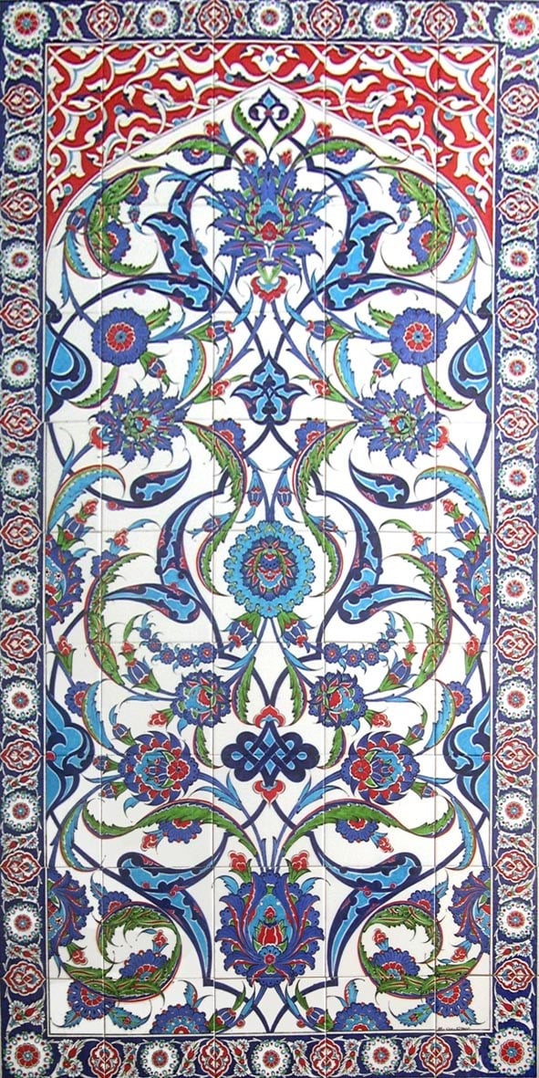 100x200 Cm ED 661 Osmanlı Bahar dalı Desenli El dekoru Çini Pano