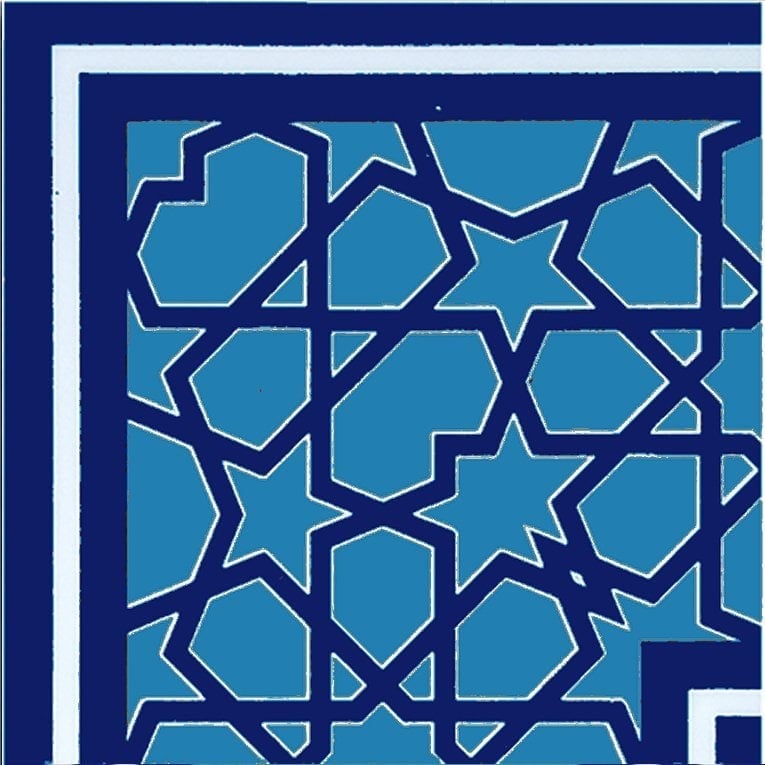 10x10 cm KSK 72 Mavi Türkmen Yıldızı Çini Bordür Köşe