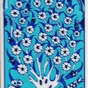 10x20 Cm ED 203 Turkuaz Hayat Ağacı Eldekoru Çini Karo