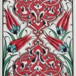 10x20 Cm ED 230 Kırmızı Rumi Desenli Eldekoru Çini Karo