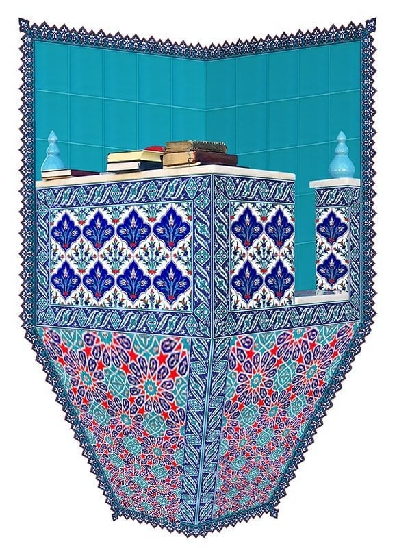 120X160 Turkuaz Köşeli Cami Kürsüsü