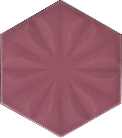 15x17 Cm Çiçekli Koyu Pembe Altıgen Seramik