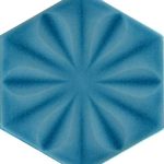 15x17 Cm Çiçekli TurkuazAltıgen Seramik
