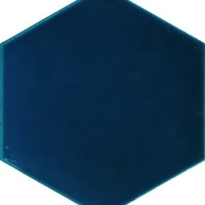 15x17 Cm Düz Petrol mavisi Altıgen Seramik