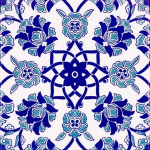 20x20 Cm Ac 10 Selçuk Mavi Çiçek Desenli Kütahya Çini