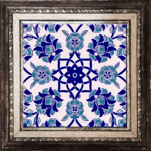 20x20 Cm Ac 10 Selçuk Mavi Çiçek Desenli Kütahya Çini