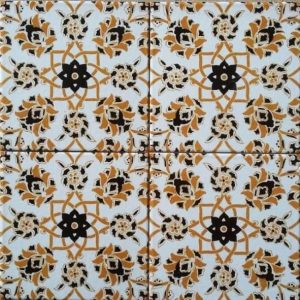 20x20 Cm Ac 10 Selçuk Sarı Çiçek Desenli Kütahya Çini