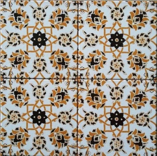 20x20 Cm Ac 10 Selçuk Sarı Çiçek Desenli Kütahya Çini