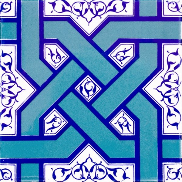 20x20 Cm Ac 6 Selçuklu Turkuaz Zincir Geçme  Çini Karo