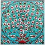 20x20 Cm ED 328 Turkuaz Hayat Ağacı Eldekoru Çini karo