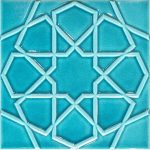 20x20 Cm Rölyefli Turkuaz Selçuklu Yıldızı Deseni Çini Karo