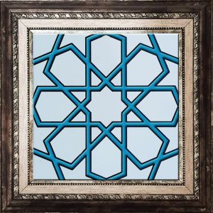 20x20 Cm SP 89-v Turkuaz Beyaz Türkmen Yıldızı Çini Karo