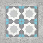 20x20 Cm YC 39 Gri Mavi Türkmen Yıldızı Yer Çinisi
