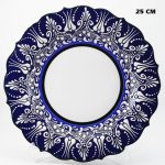 25 cm AR 253 Çini İşlemeli Resim Baskı ve Kaligrafi Tabağı Lacivert